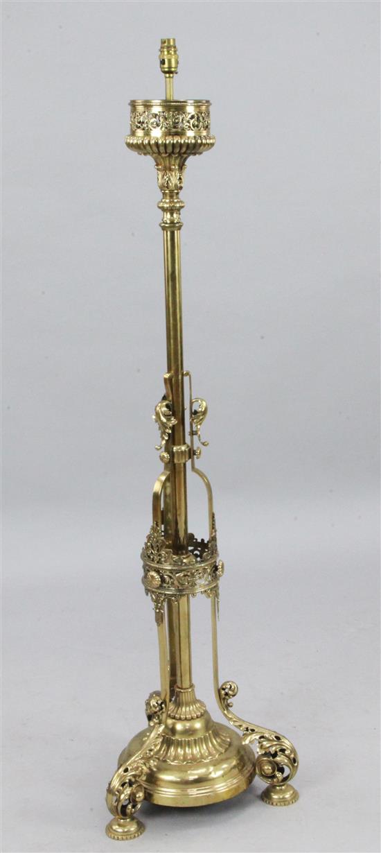 An Edwardian brass lamp standard, H.4ft 2in.